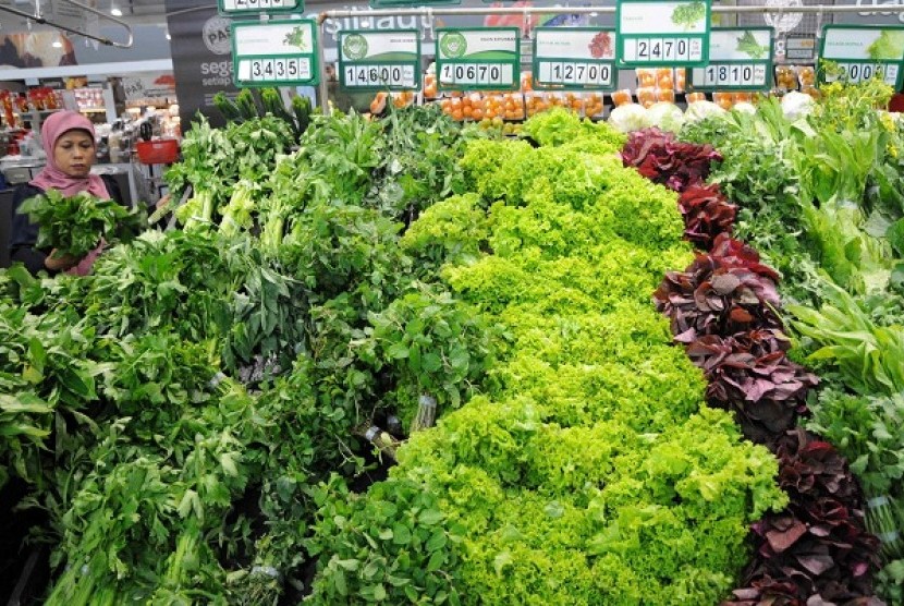 Imported vegetables are on display in a hypermart in Jakarta. Government plans to issue new regulation on imported fruits, vegetables, and plants on September 28. (illustration)