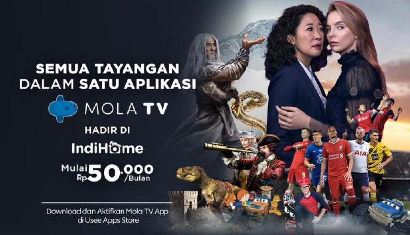IndiHome berkolaborasi bersama Mola TV menghadirkan Mola TV App pada IndiHome TV yang memiliki beragam tayangan menarik yaitu Sports, Movies, Kids, dan Living. 