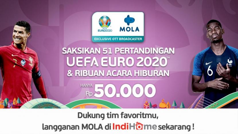 IndiHome sebagai layanan fixed broadband unggulan dari PT Telkom Indonesia (Persero) Tbk (Telkom) bekerja sama dengan MOLA, menyajikan semua pertandingan lengkap UEFA EURO 2020.