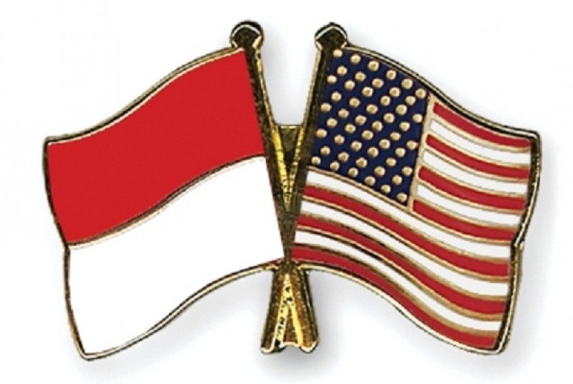 Indonesia and US flags (illustration)