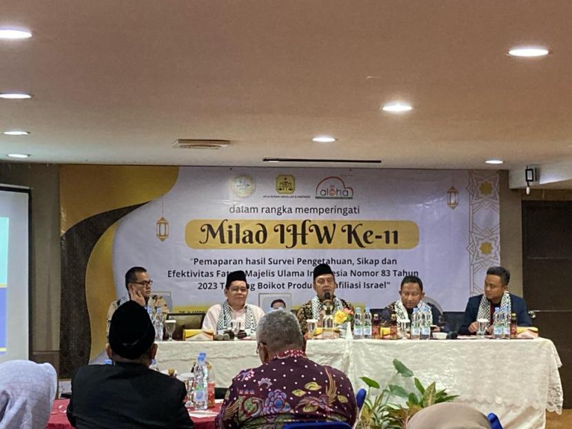 Indonesia Halal Watch merilis hasil survei tentang efektivitas Fatwa MUI Nomor 83 Tahun 2023 tentang boikot produk terafiliasi Israel.