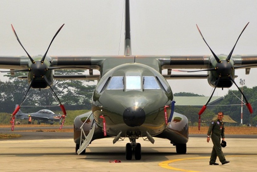 Indonesian made aircratf, CN-295, parks in Halim Perdanakusuma airport in Jakarta. (file photo)