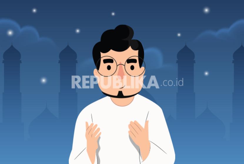 Ilustrasi Muslim berdoa.