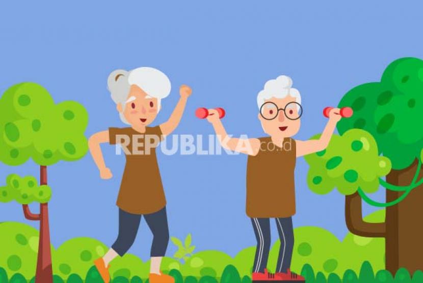 Manfaat olahraga bagi lansia (ilustrasi).
