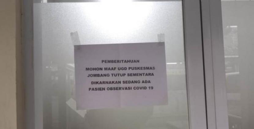 Informasi mengenai tenaga kesehatan positif Covid-19 di Puskesmas Jombang, Kota Tangerang Selatan (Tangsel), Banten.