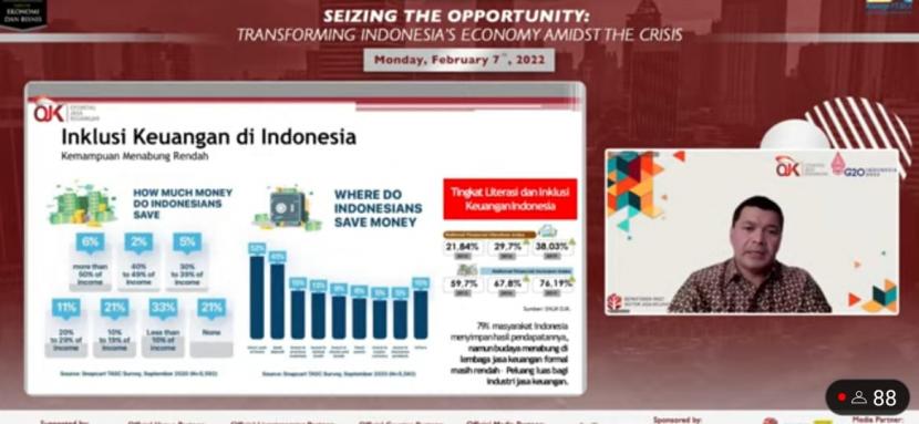 Inka B Yusgiantoro, Kepala Departemen Riset Sektor Jasa Keuangan Otoritas Jasa Keuangan (OJK), saat webinar Outlook Ekonomi 2022 bertema Seizing the Opportunity: Transforming Indonesia’s Economy Amidst The Crisis, Senin (7/2/2022).