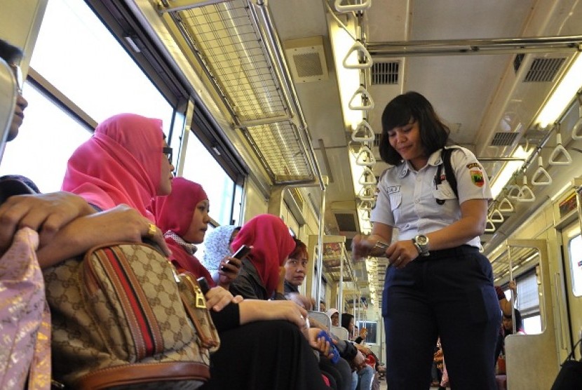 Inside the female commuter line on Monday.   