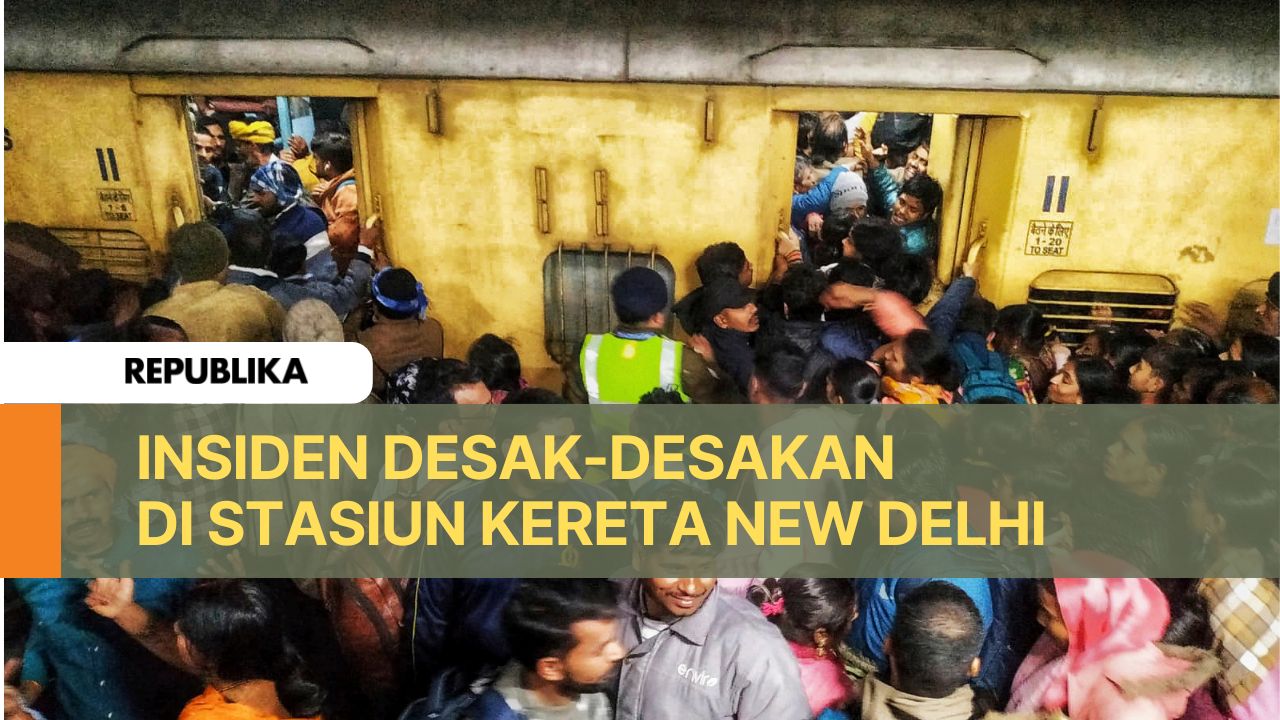 Insiden desak-desakan di Stasiun Kereta New Delhi, India, Sabtu (15/2), t