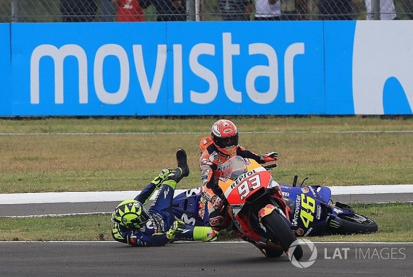 Insiden Rossi dengan Marquez saat MotoGP Argentina