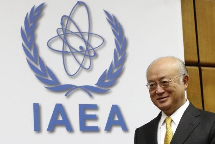 Direktur Umum Badan Energi Atom Internasional (IAEA), Yukiya Amano, menghadiri pertemuan di markas IAEA di Wina pada 11 Desember 2014.