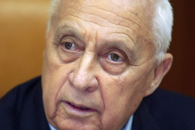 Israeli Prime Minister Ariel Sharon appears at the start of a meeting at his office, in Jerusalem in 2005. (file photo)