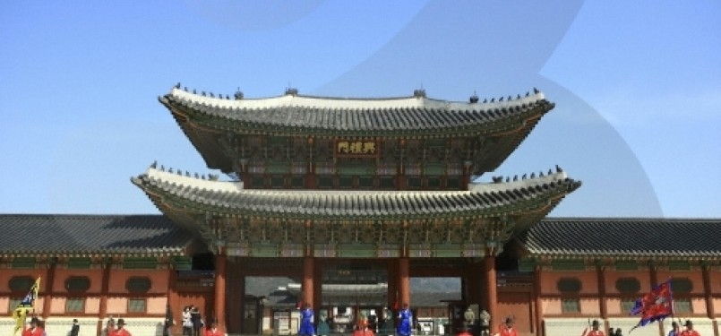 Istana Gyeongbokgung di Seoul, Korea Selatan.