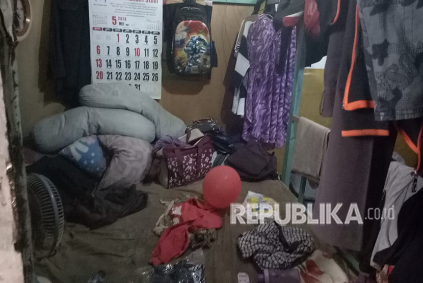 Rumah kontrakan tempat tinggal keluarga korban meninggal pembagian sembako di Monas bernama Rizki (10 tahun) di RT 12 / RW 13 Pademangan Barat, Jakarta Utara. 