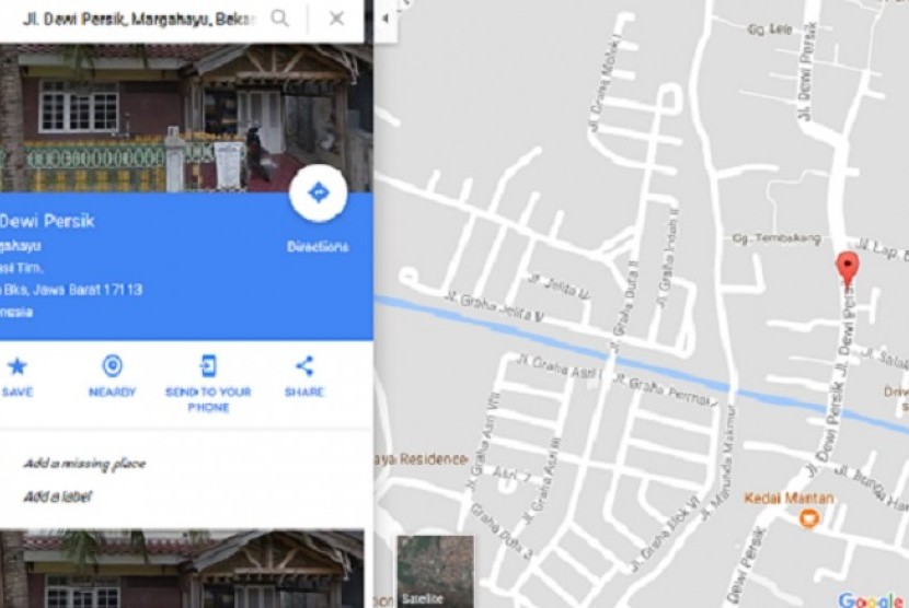 Jalan Dewi Persik di Google Maps.