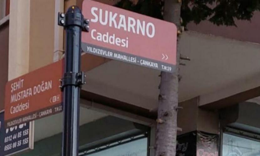 Jalan Sukarno di depan Kedutaan Besar Republik Indonesia (KBRI) di Ankara, Turki.