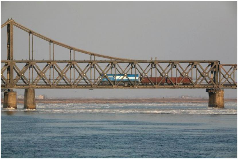 Jalur kereta yang menghubungkan China dan Korut.