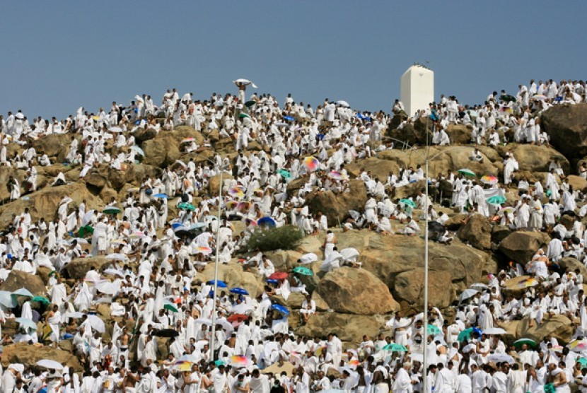 Jamaah Haji saat wukuf di Arafah, Rabu (23/9)
