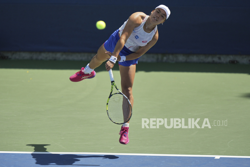 Janice Tjen, petenis Indonesia yang beraksi di turnamen Grand Slam US Open 2025.