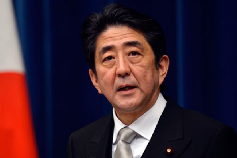 Japan's Prime Minister Shinzo Abe (left) is seen during a talk with his Vietnamese counterpart Nguyen Tan Dung (unseen) at the Government office in Hanoi January 16, 2013. Abe is in Hanoi for a two-day visit to Vietnam, the first leg of his Asian tour to V