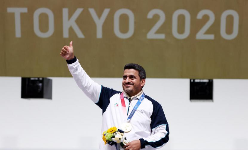 Javad Foroughi, atlet Iran peraih emas nomor pistol 10 m Olimpiade Tokyo 2020.