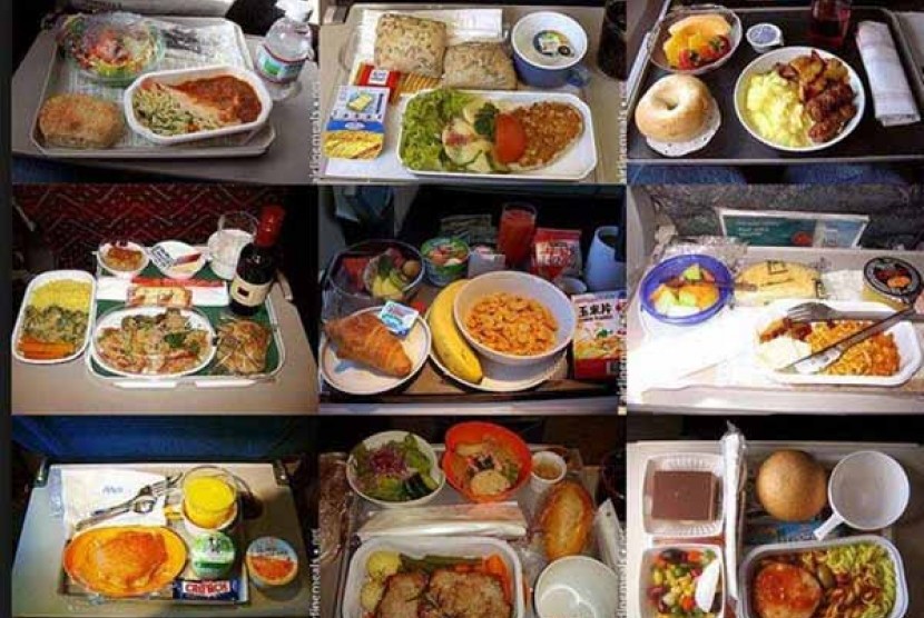 Jenis makanan yang berbeda di dalam pesawat