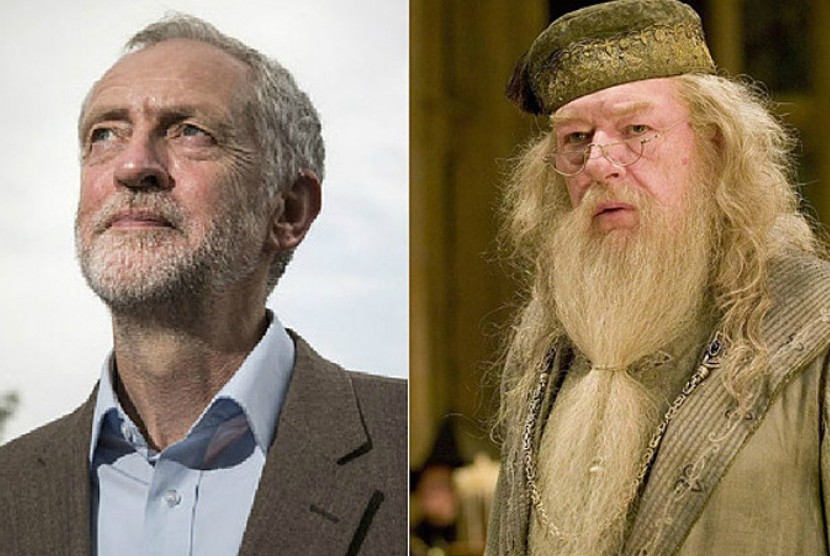 Jeremy Corbyn dengan Dumbledore. 