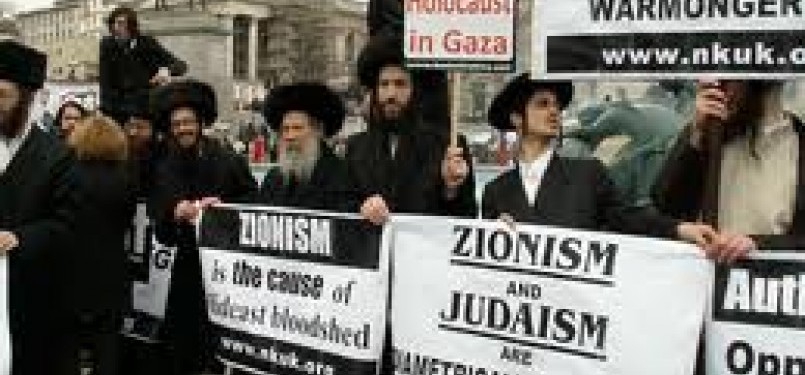 Jews activists hold a protest in London, Britain, to against Zionism and Israel.