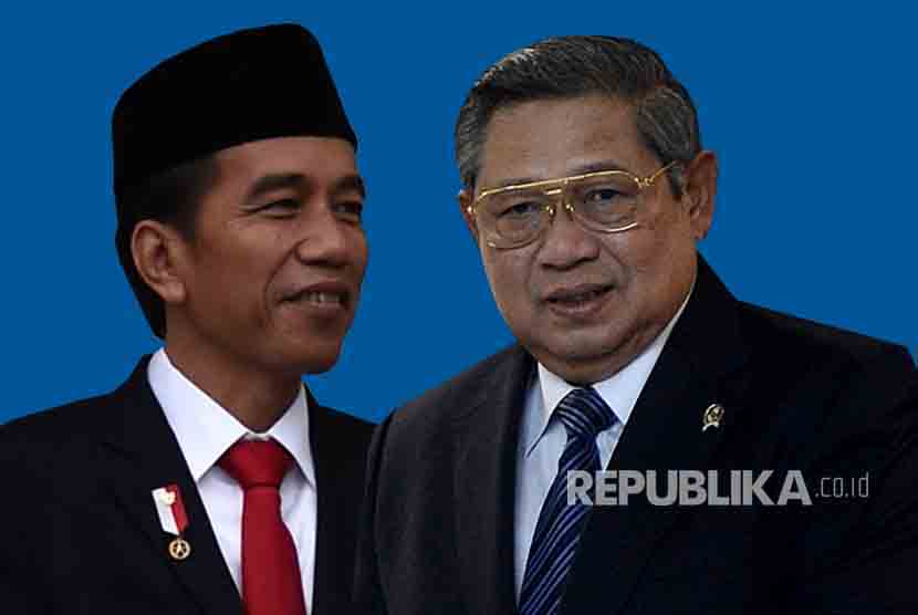 Joko Widodo (Jokowi) dan Susilo Bambang Yudhoyono (SBY). Politikus Demokrat sebut pertemuan Jokowi dengan SBY membahas terkait Moeldoko.