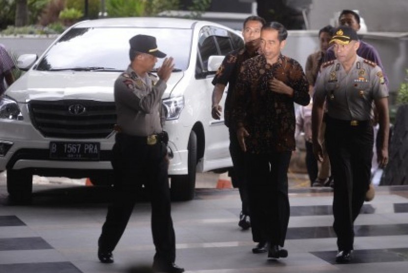 Joko Widodo tiba di Gedung Komisi Pemberantasan Korupsi, Jakarta Selatan, Kamis (26/6). 