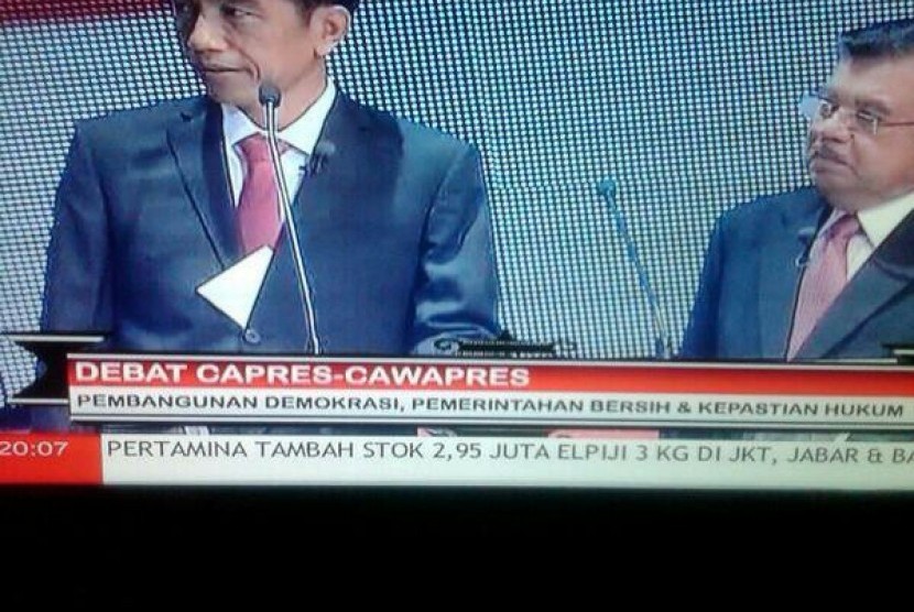 Joko Widodo during first presidential debate in Jakarta on Monday night. 