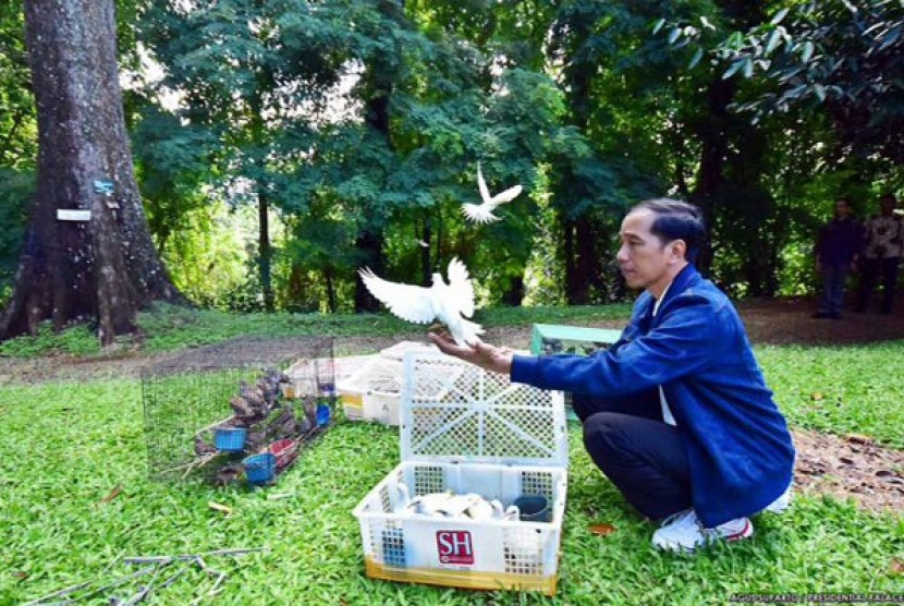 Jokowi melepas burung di Kebun Raya Bogor