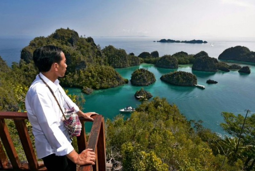 Jokowi menikmati Pulau Pianemo Raja Ampat