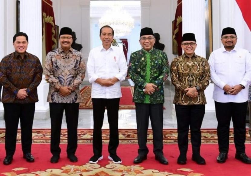 Presiden Jokowi menerima kehadiran elite PBNU. PBNU akan rayakan puncak Harlah 1 Abad Nahdlatul Ulama di Jawa Timur  