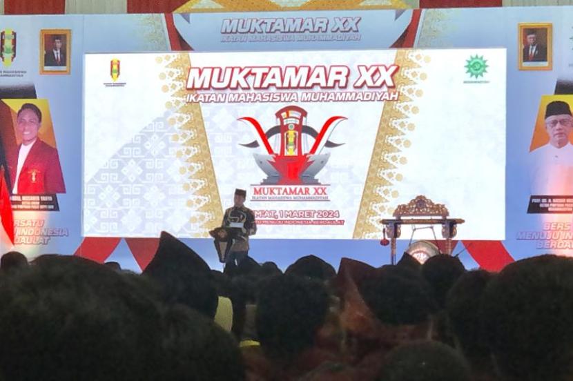 President Jokowi at the opening of the Muhammadiyah Student Union (IMM) XX Year 2024 in Palembang City, South Sumatra, Friday (1/3/2024) evening WIB.