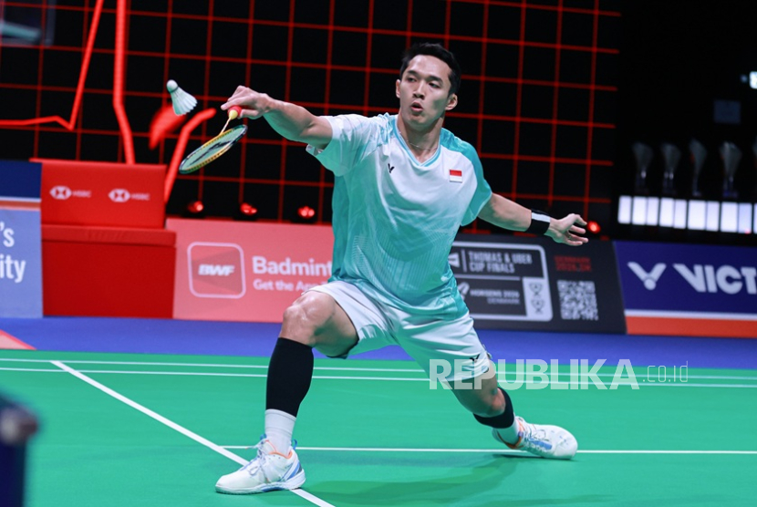 Jonatan Christie saat berlaga di Denmark Open 2025.