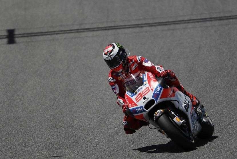 Jorge Lorenzo saat melintas di Sirkuit Jerez dlam Grand Prix Spanyol, (7/5).