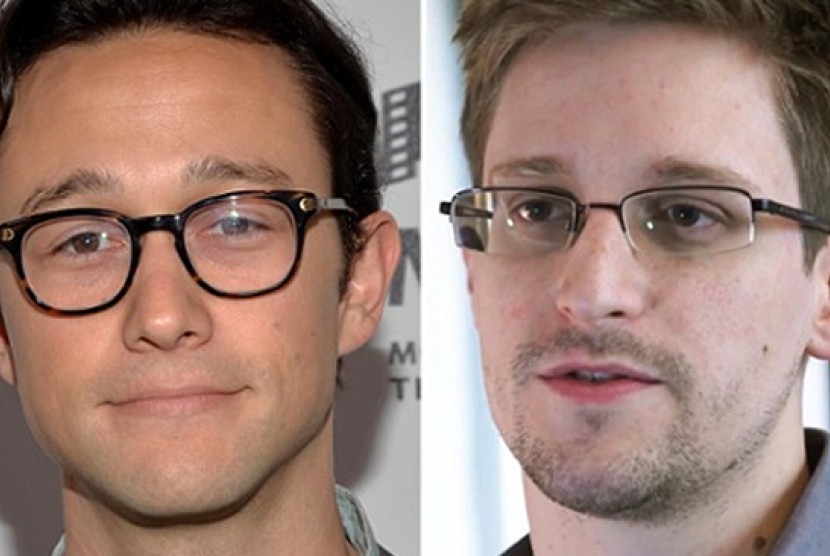 Joseph Gordon Levitt (kiri) dan Edward Snowden. 