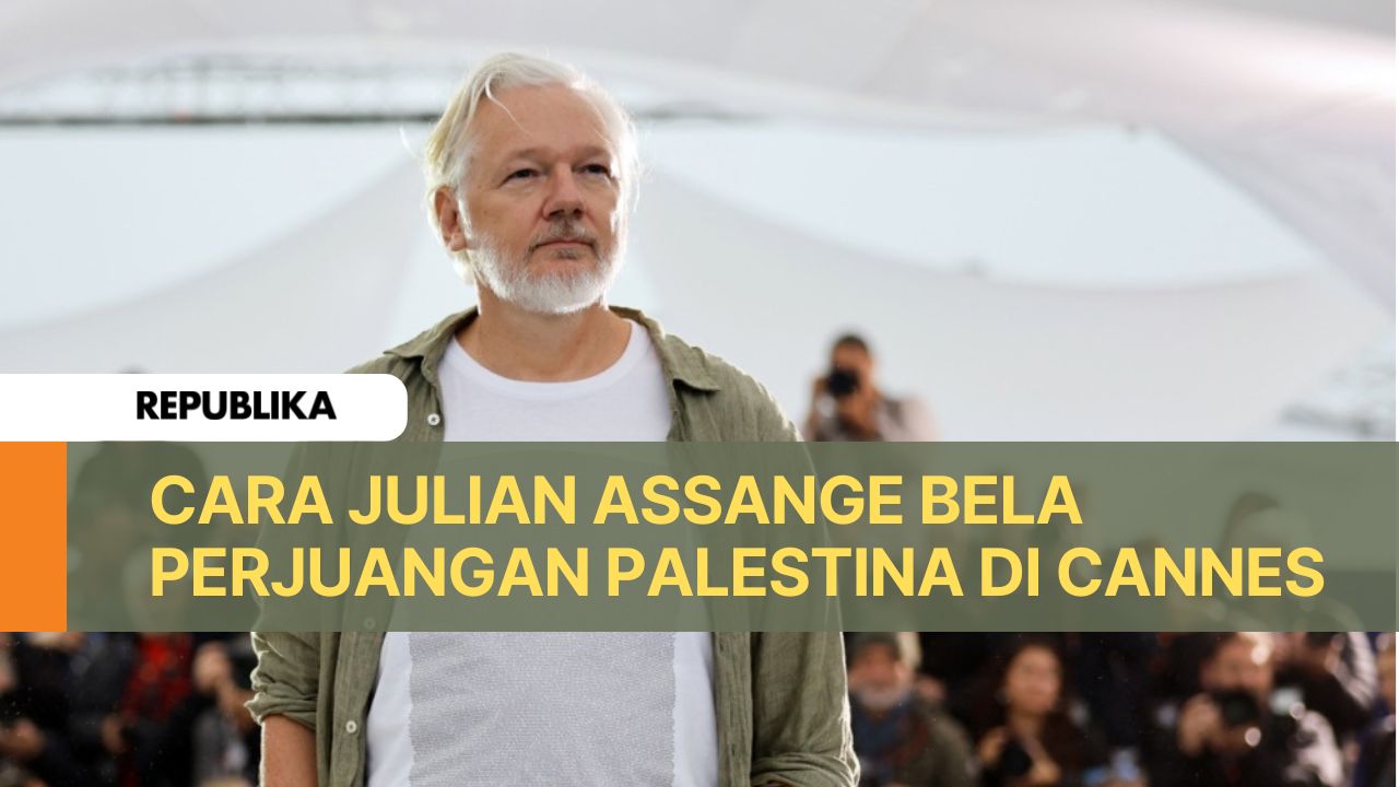 Julian Assange saat menghadiri Festival Film Cannes 2025