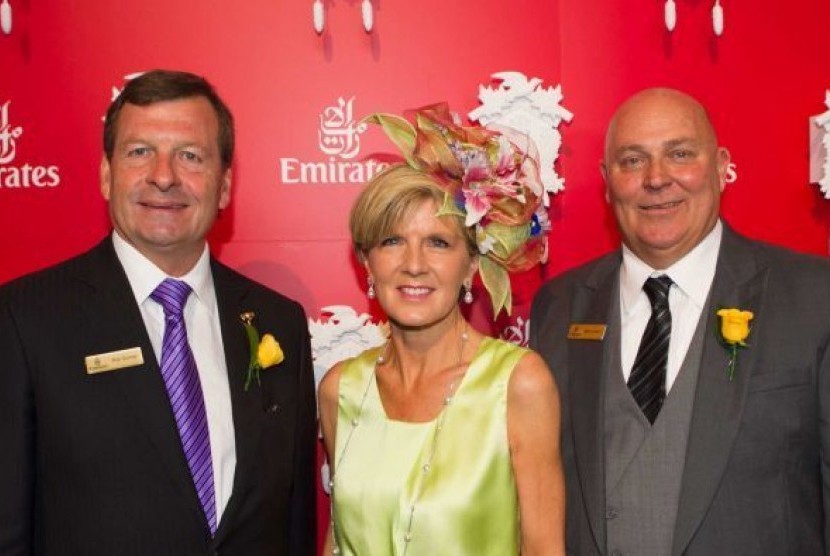 Julie Bishop menghabiskan anggaran sebesar$2.361 untuk menghadiri Melbourne Cup 2014, dimana dia dijamu oleh Emirates.