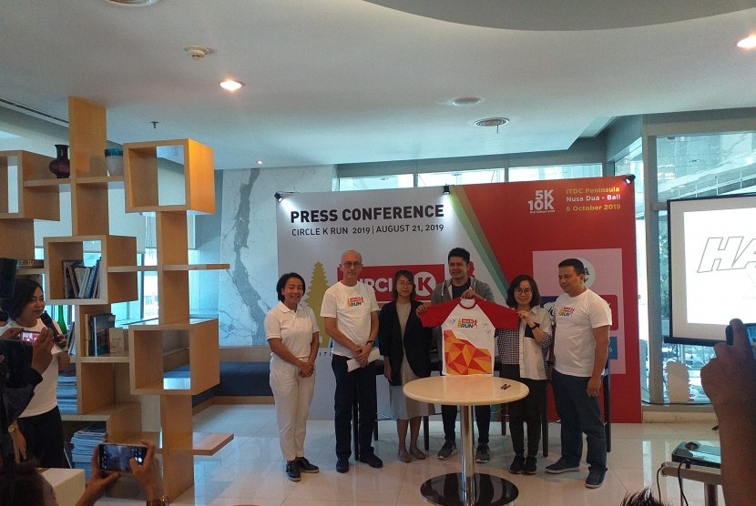 Jumpa pers Circle K Run 2019 di Jakarta, Rabu (21/8).