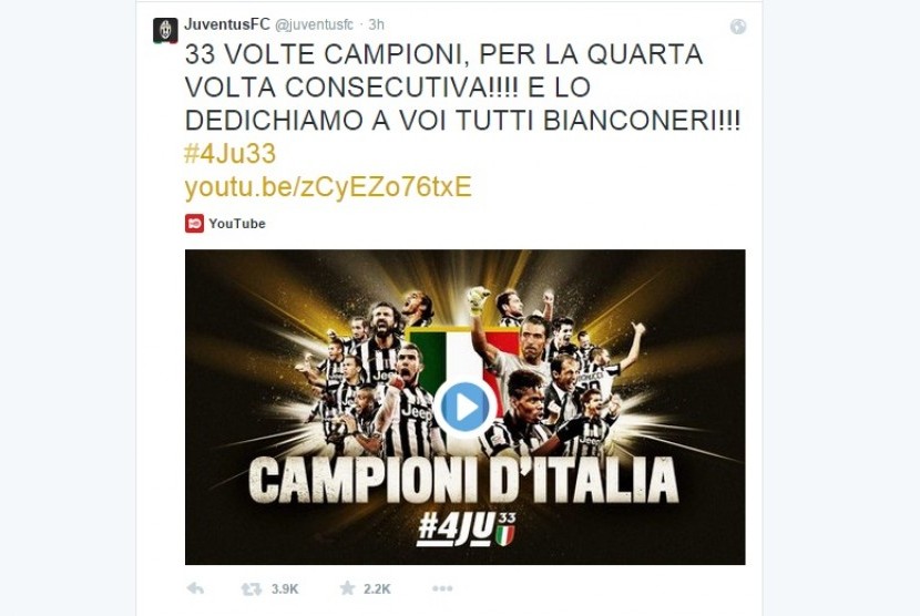 Juventus menyatakan mereka meraih gelar Serie A ke-33