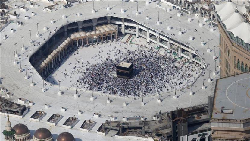Ilustarsi kabah Masjdil Haram di Makkah. Rasulullah SAW membersihkan kota Makkah dari unsur syirik 