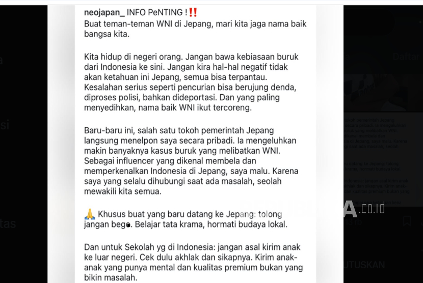 Kabar soal warga Indonesia yang merusak citra bangsa di Jepang.