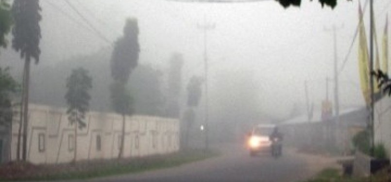 Kabut asap di Palembang