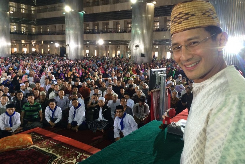 Kajian Tauhid yang disampaikan Sandiaga Uno di Masjid Istiqlal, Ahad (14/2).