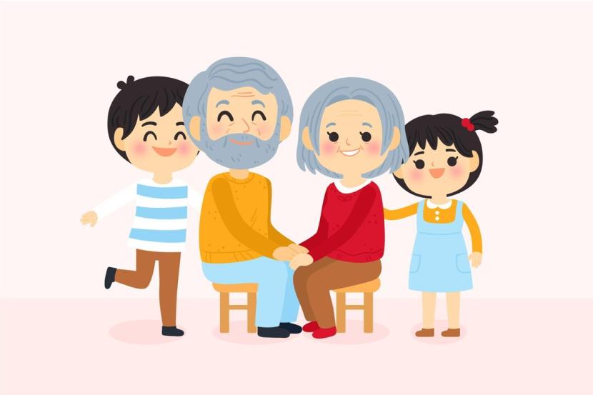 Kakek dan nenek bersama cucunya (ilustrasi). Ada beberapa kalimat toxic yang sebaiknya tak diucapkan kakek dan nenek kepada cucunya.