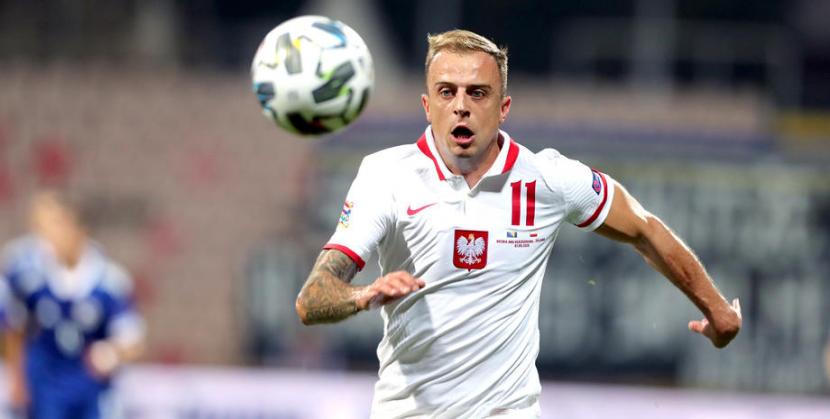 Kamil Grosicki, pencetak gol Polandia ke gawang Bosnia pada laga UEFA Nations League.