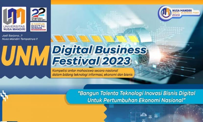 Kampus Digital Bisnis Universitas Nusa Mandiri (UNM) akan menggelar Nusa Mandiri Digital Business Festival 2023.