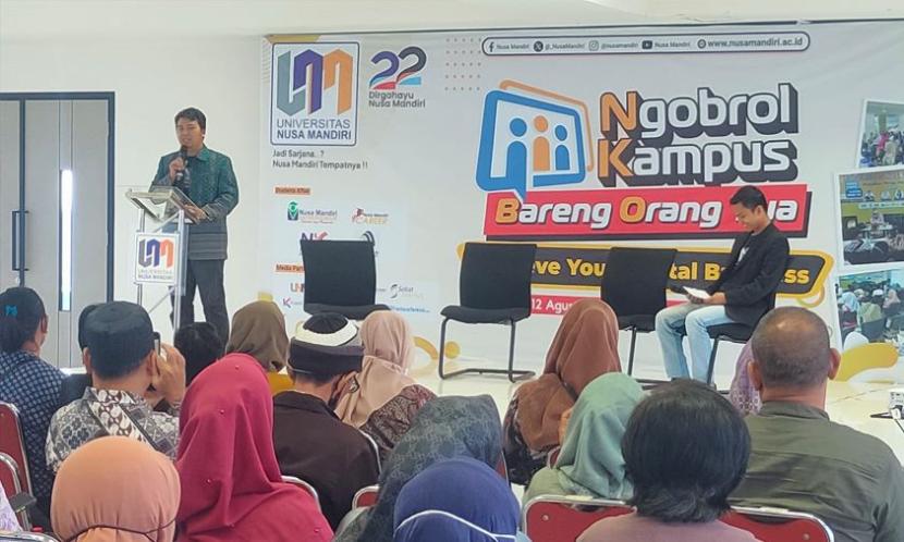 Kampus Digital Bisnis Universitas Nusa Mandiri (UNM) sukses menggelar kegiatan Ngobrol Kampus Bareng Orang Tua (NKBO) di UNM kampus Jatiwaringin, Jakarta Timur.