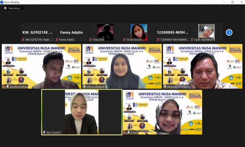  Kampus Digital Bisnis Universitas Nusa Mandiri (UNM) sukses kembali gelar Sosialisai program Merdeka Belajar Kampus Merdeka (MBKM) dengan uraian program di antaranya Program Magang Mahasiswa Bersertifikat (PMMB) serta Magang dan Studi Independen Bersertifikat (MSIB). 